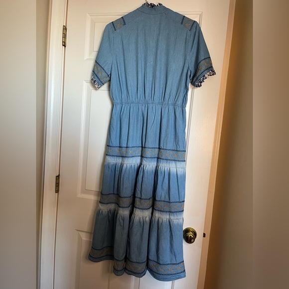 Lapis Embroidered Denim Dress Size M Petite - Picture 2 of 6